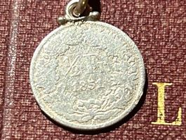 Pièce de 50 centimes 1851, avec chaîne argent