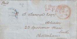 England Faltbrief 1849 ohne Briefmarke