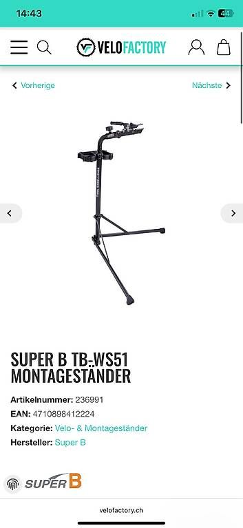 Cavalletti per biciclette: Veloständer Montageständer Super B tool excellence – Usato da Wasserauen venduto da Cachaca51