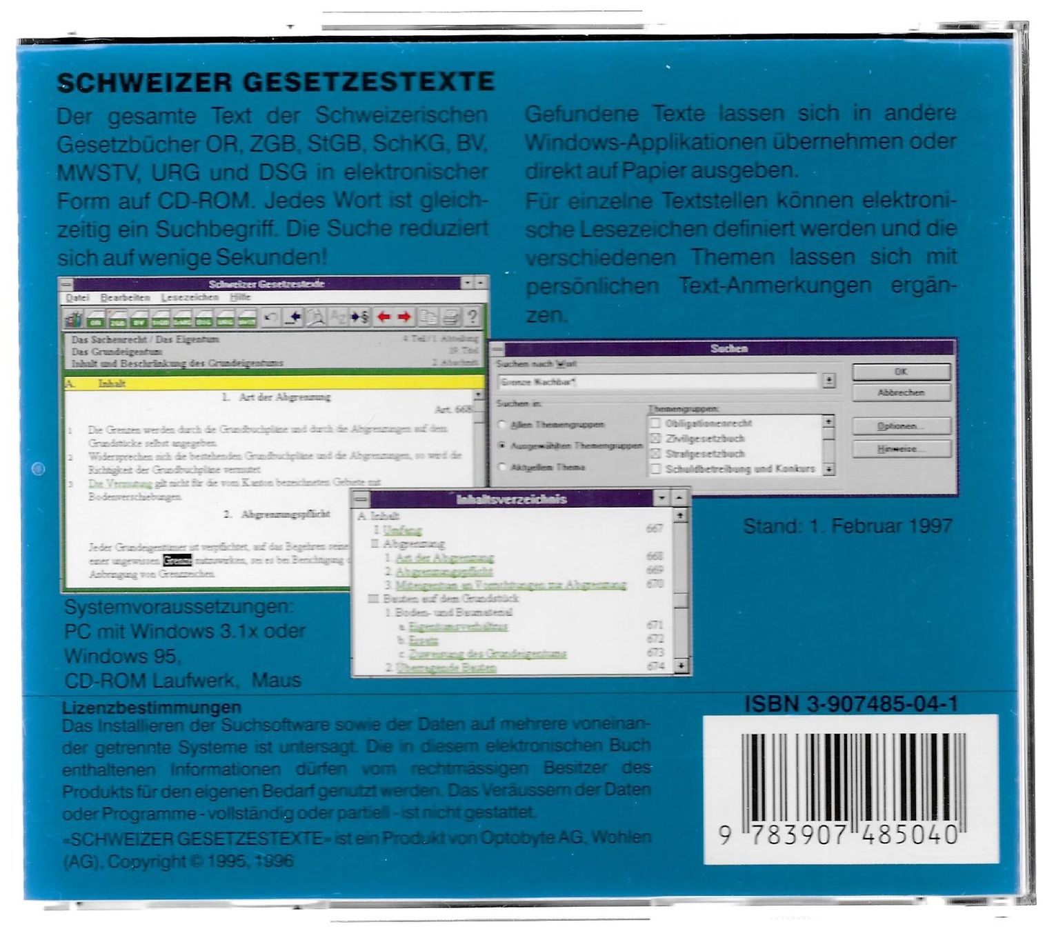 CD: CD, Schweizer Gesetzestexte 01.02.1997 – Usato da Lausanne venduto da jag_sj6f 1