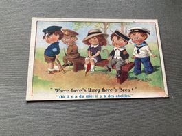 Alte Postkarte Kinder mit Spruch 24. Januar 1919
