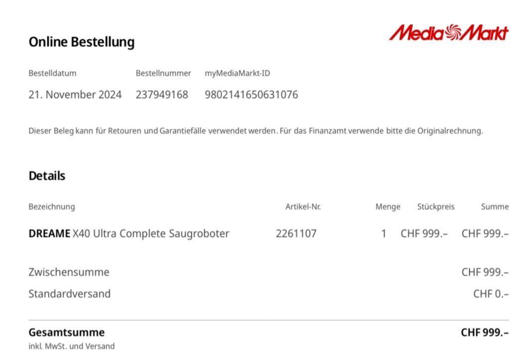 Dreame Aspirapolveri & Accessori: Saugroboter Dreame X40 Ultra Complete – Usato da Hünenberg venduto da ErcanC 6