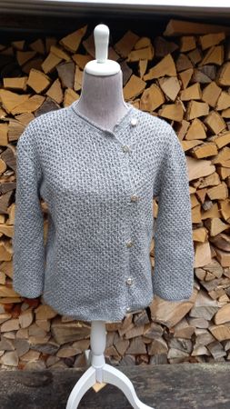 Damen Strickjacke grau Strukturmuster mit Knöpfen M