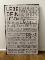 Motivationsbild «Lebe Dein Leben» Wandbild, Top Zustand