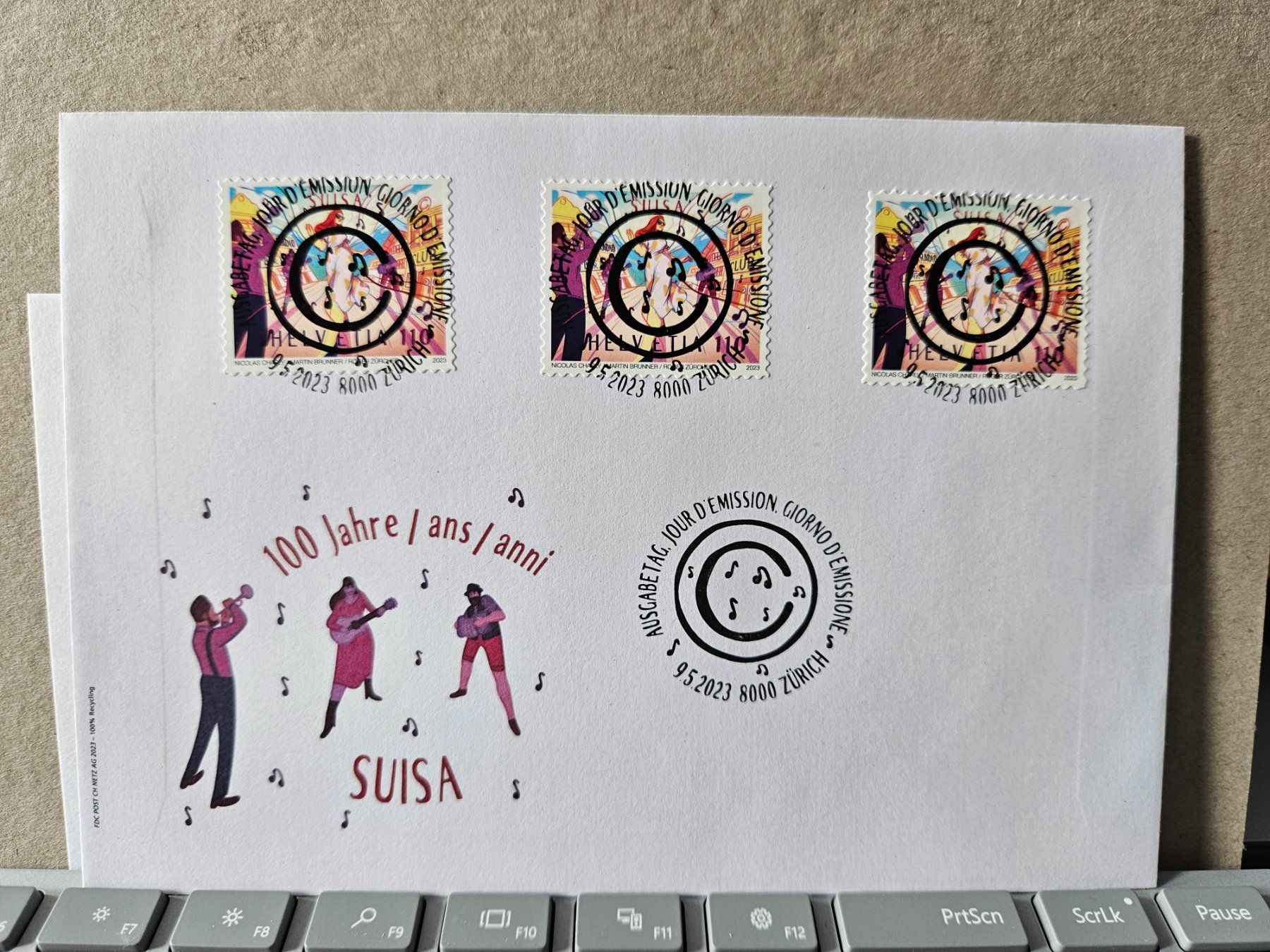 Tutti i francobolli: Combo FDC 100 Jahre Suisa 2023 – Usato da Rickenbach SO venduto da Bytebull
