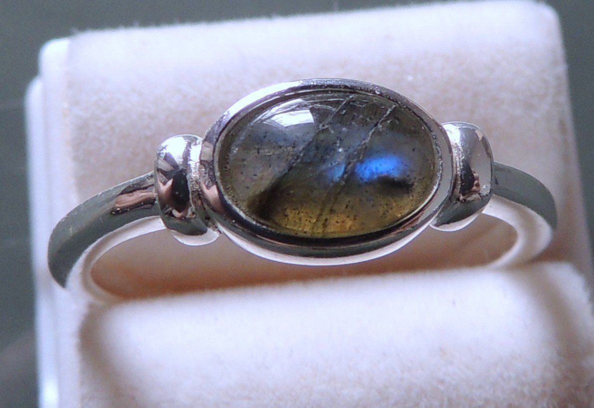 Ringe: TARA STYLE rhodinierter Silber 925 Fingerring mit Labradorit – Neu (gemäss Beschreibung) aus Waldenburg von schaller707 1