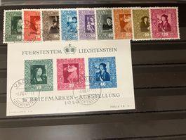 Liechtenstein 1949, Mi 268-76 + Mi Bl. 5 **, KP 170.--