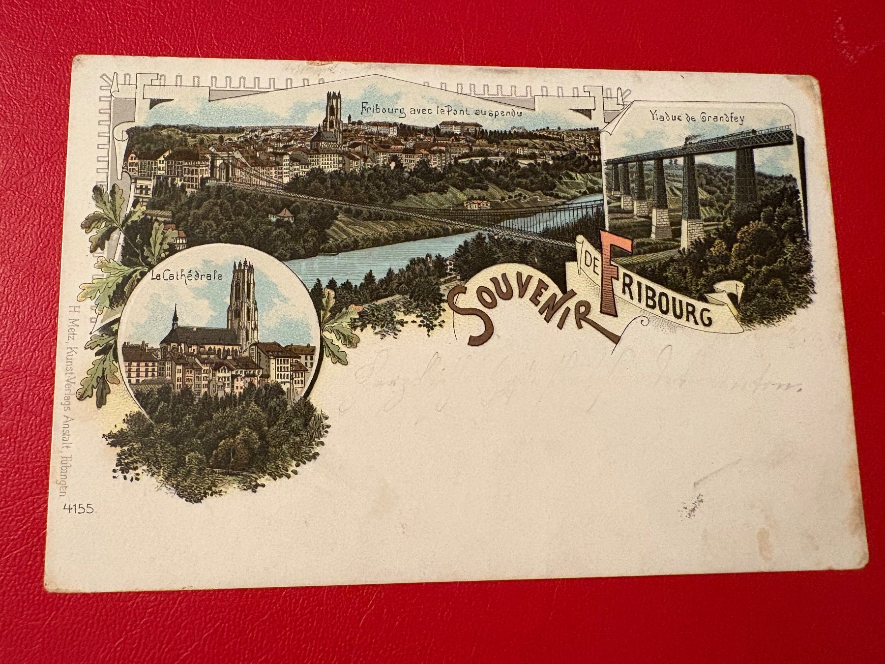 Ansichtskarten: LITHO : Souvenir de Fribourg – Gebraucht aus St-Légier-Chiésaz von Theo006