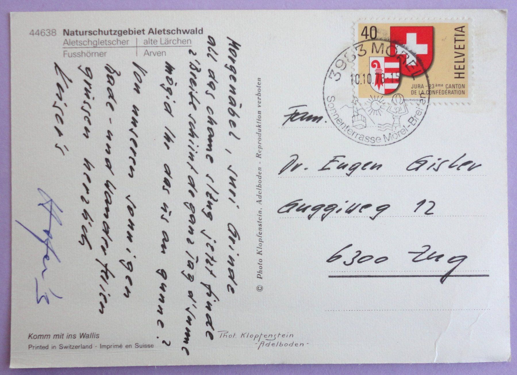 Cartoline postali: Naturschutzgebiet Aletschwald – Difettoso da Fétigny venduto da Billy2miny 1