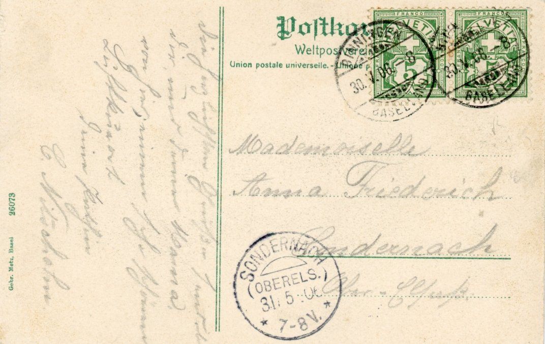 Ansichtskarten: Binningen   BL        um  1 9 0 6 – Gebraucht aus Brig von Valcards54 1