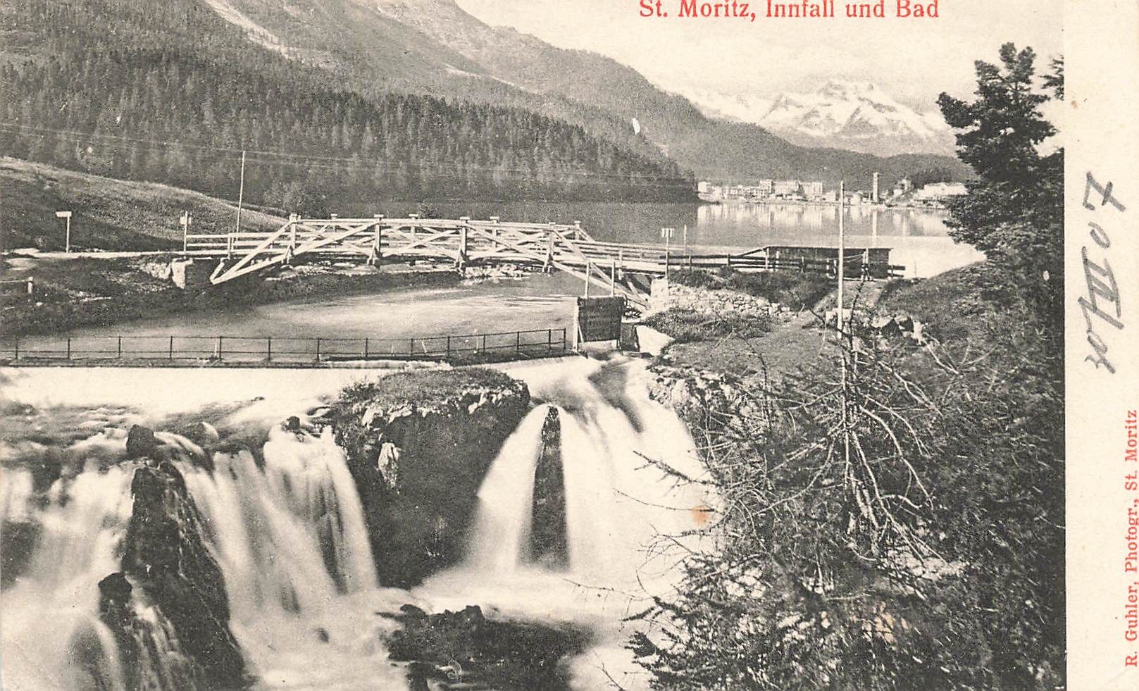 Cartoline postali: St. Moriz Innfall und bad – Usato da Biasca venduto da Blenio71
