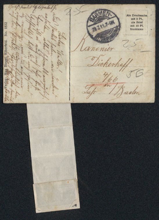 Cartoline postali: Leporello-AK Barmen, Dame am Postbriefka – Usato da Berlin venduto da bartko-reher 1