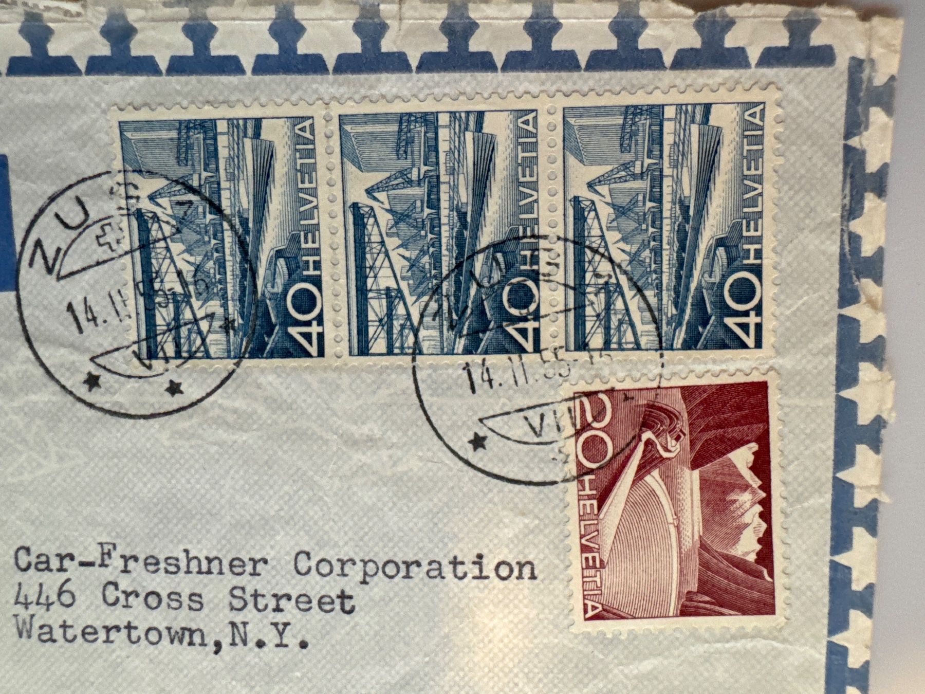 Tutti i francobolli: 1955 Brief Airmail nach New York – Usato da Küssnacht am Rigi venduto da SUOMIMASTER 1
