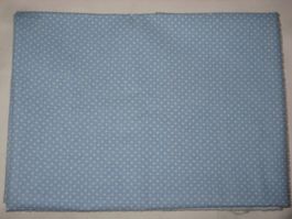 Baumwollstoff hellblau mit weissen Pünktli
