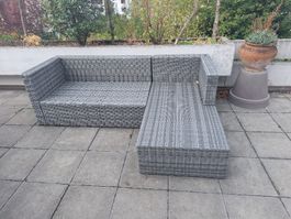 Rattan Gartenmöbel 2Sofa, 4 Sessel, 1 Tisch 
