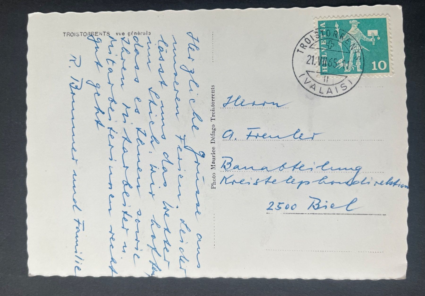 Cartoline postali: Troistorrents, Vue Generale, ca. 1950 – Usato da Ostermundigen venduto da DaxKarten-75 1