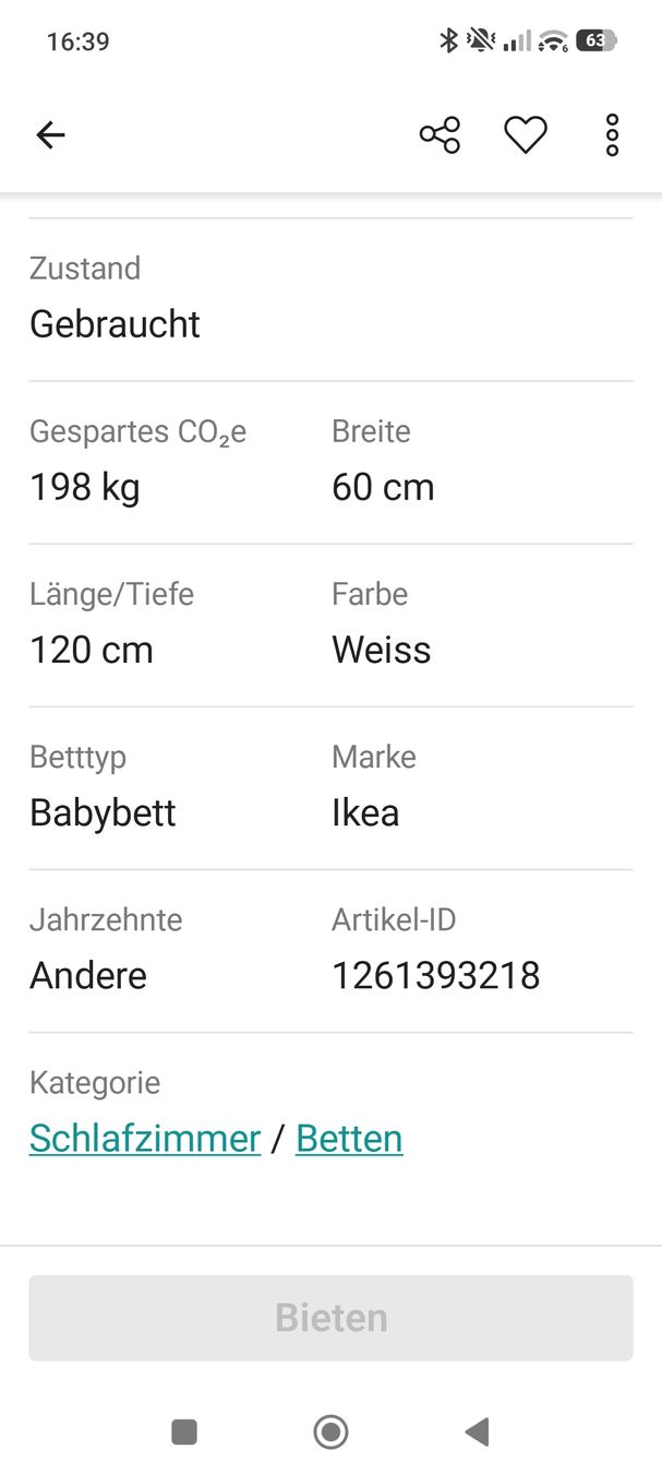 Ikea Lits: Ikea Babybett, Holz weiss – D'occasion à Dallenwil par Dentisto 1