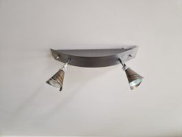 Deckenleuchte 2-flammig, gebürstetes Metall, modern