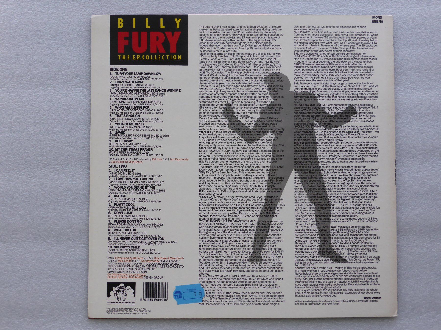 Dischi in vinile: VINYL  LP  BILLY FURY – Usato da Küssnacht am Rigi venduto da Sunnestrahl 2