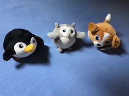 Plüschtier Set: Pinguin, Eule & Hund - Top Zustand!