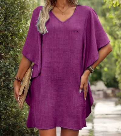 Abito donna viola manica corta, taglia 44