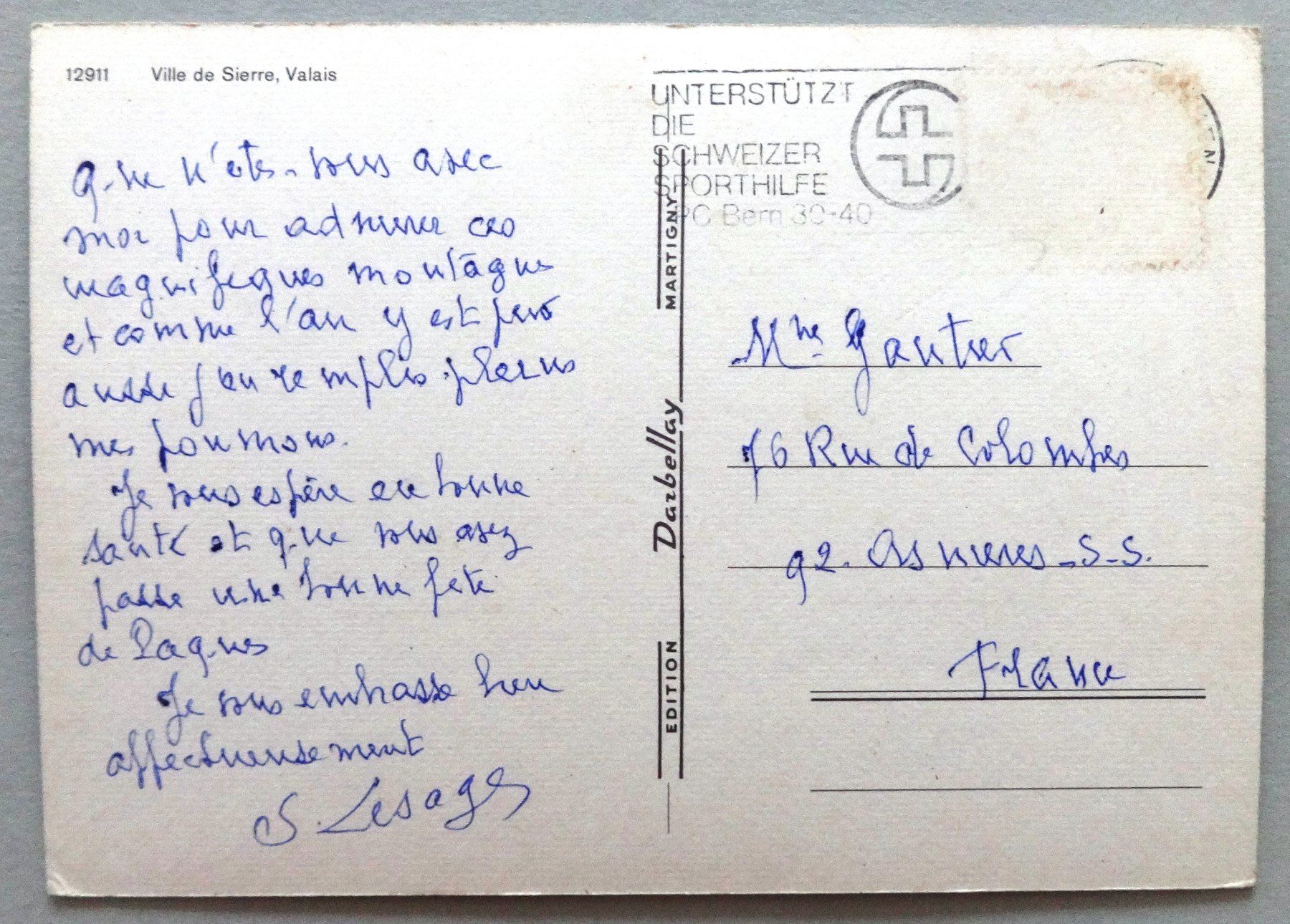 Cartoline postali: Ville de Sierre – Difettoso da Fétigny venduto da Billy2miny 1