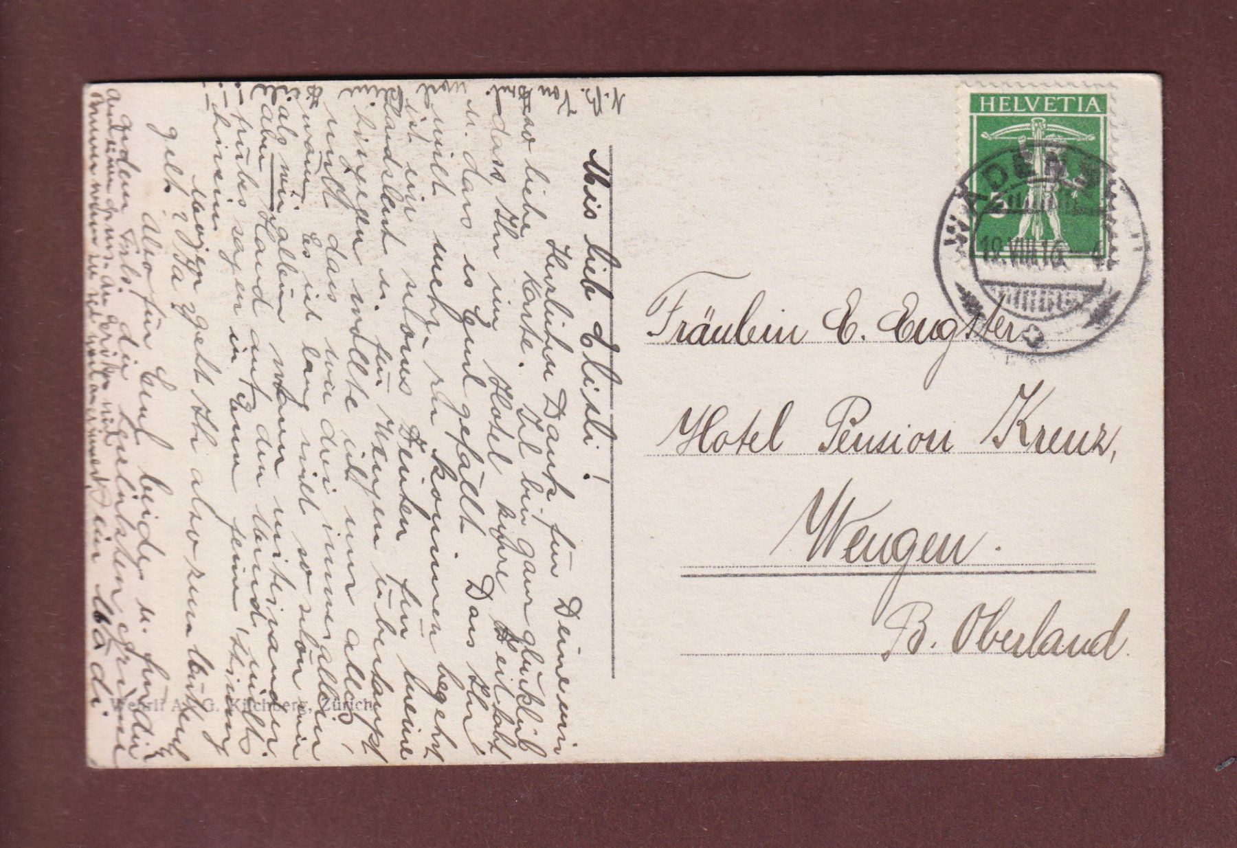 Cartoline postali: AROSA - Untersee - 1916 – Usato da Pully venduto da nicecards-shop 1