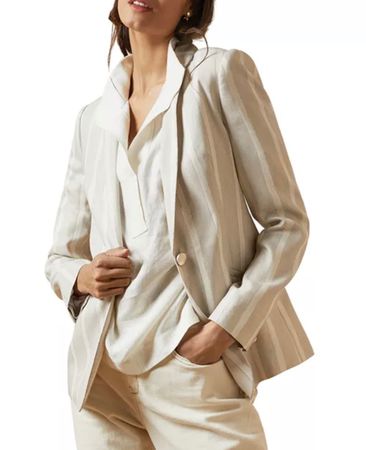 Ted Baker Leinenblazer gestreift Gr. 36 creme weiss