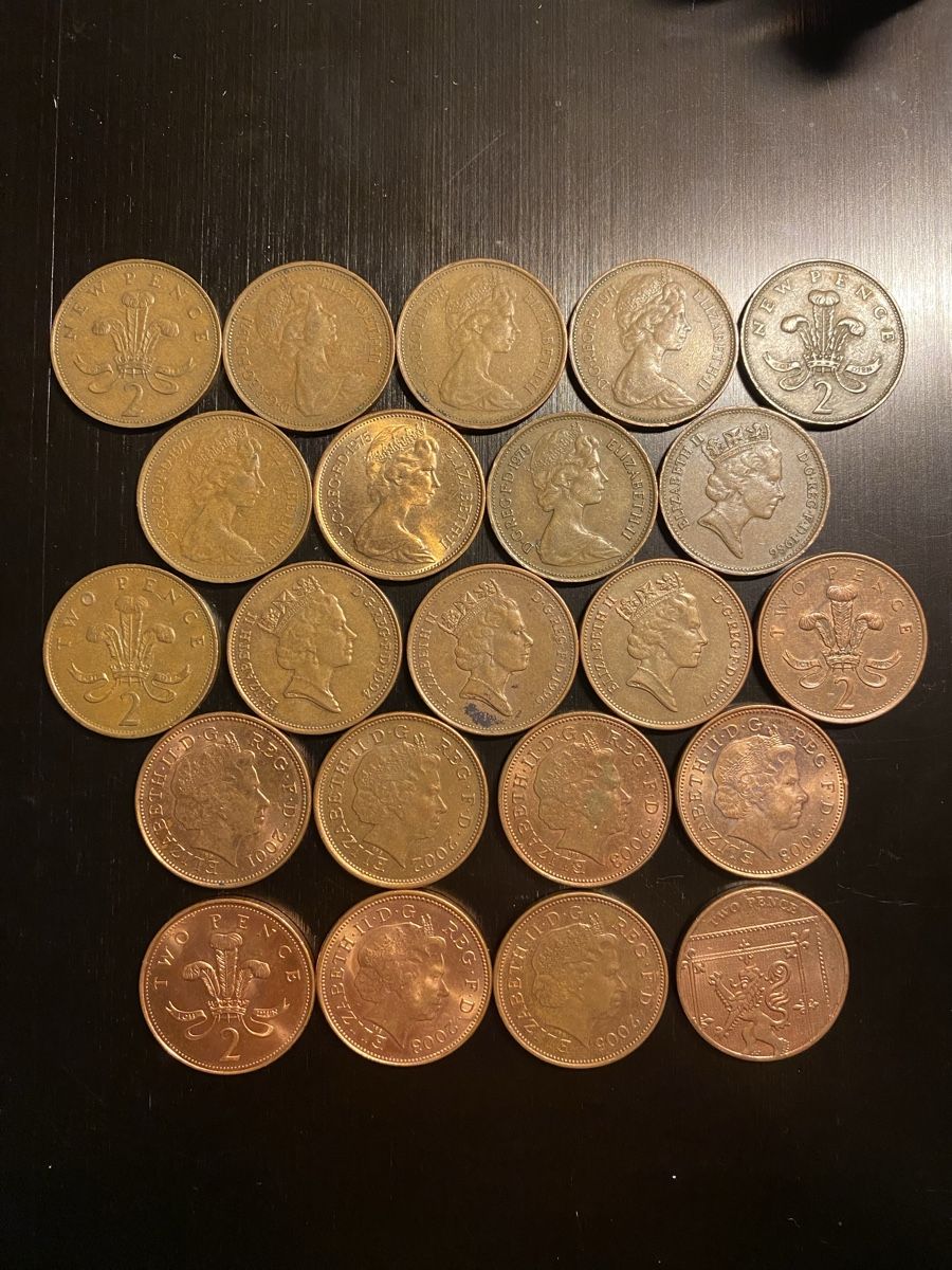 Tutti le monete: Royaume-Uni, lot de 22 pièces de 2 pence – Usato da Corsier-sur-Vevey venduto da Ginoarturo