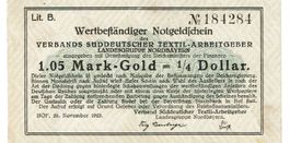 Hof 1.05 Mark Gold Lit B 26.11.1923 VZ-VZ+