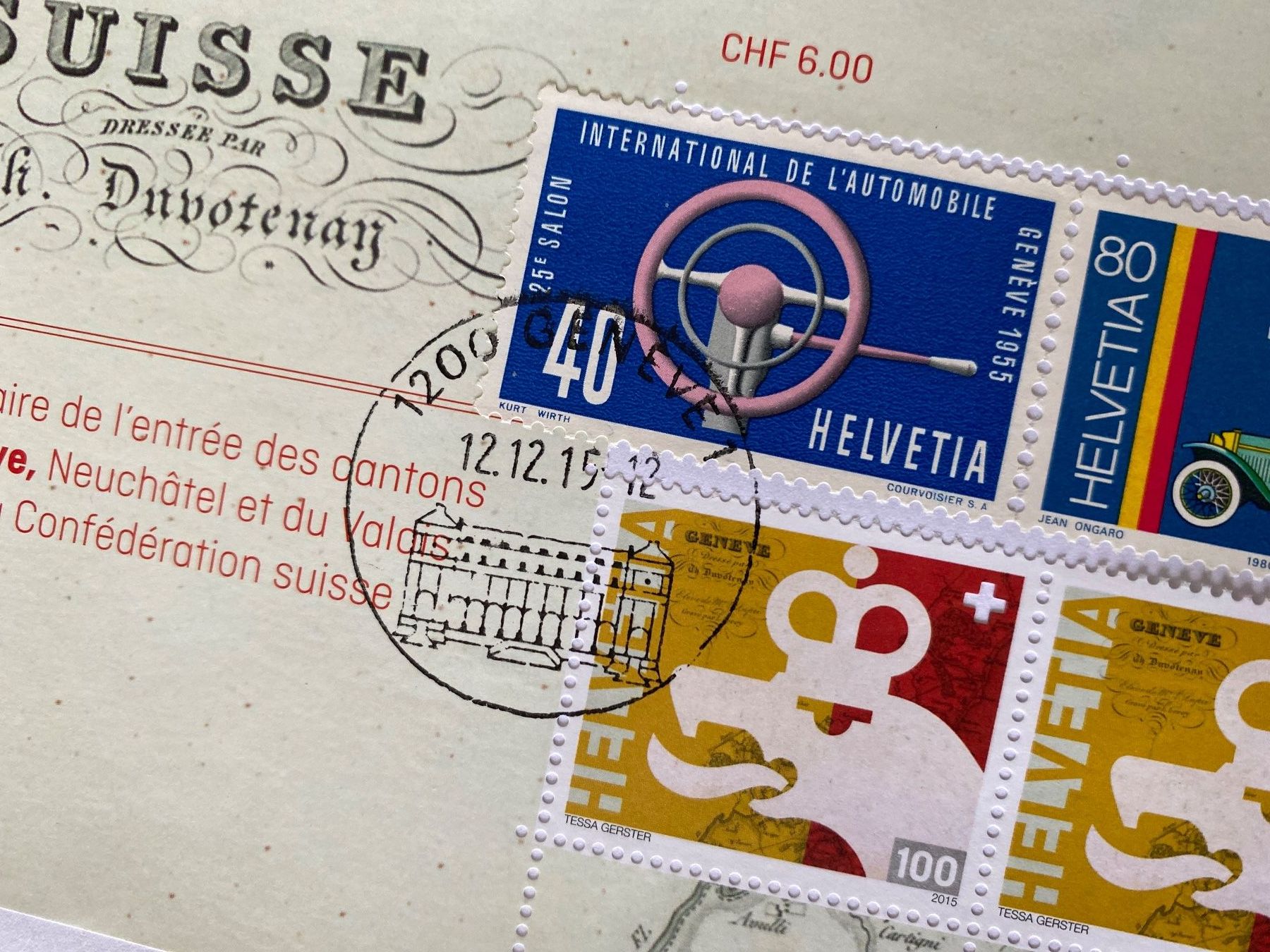 Tutti i francobolli: Autosalon im Kleinbogen 200 Jahre Genf Eidgenossenschaft – Nuovo (secondo la descrizione) da Niederrohrdorf venduto da leni29 2