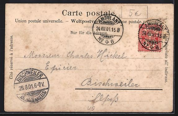 Cartoline postali: AK Viege et le Balfrin, 1901 – Usato da Berlin venduto da bartko-reher 1