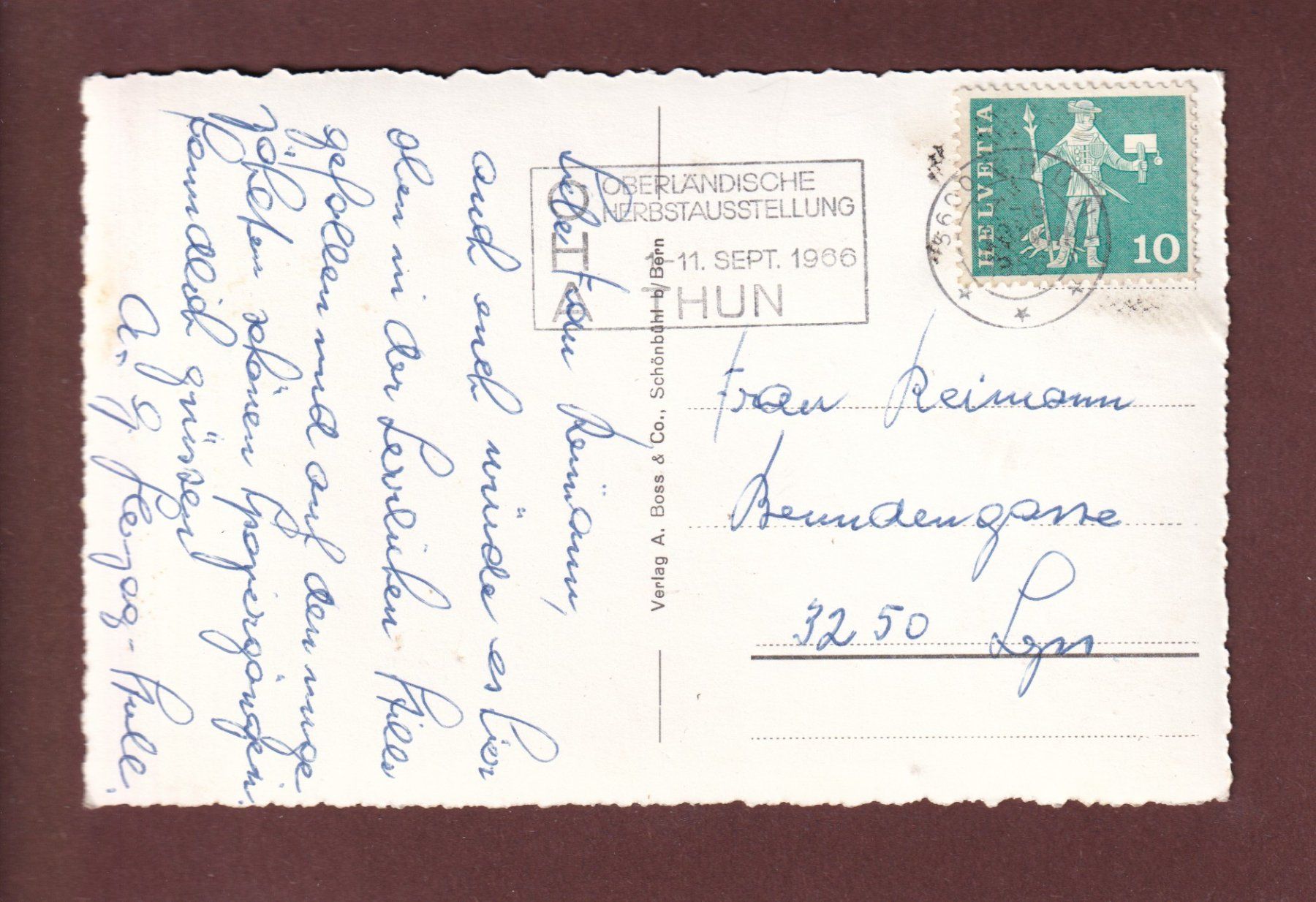 Ansichtskarten: THUN - Hotel-Pension Haltenegg - 1966 – Gebraucht aus Pully von nicecards 1
