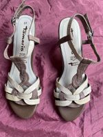 Tamaris Sandalen Gr 37 Offene Schuhe Echt Leder Absatz NEU