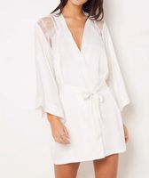 💗ETAM💗 Satin-kimono mit Spitzendetails Morgenmantel S