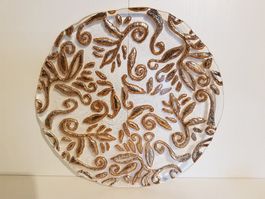 Dekorative Glasplatte mit floralem Muster, Goldoptik