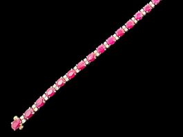 Rubin 11.2c Diamanten 0.65c Armband 18k Länge 18cm *S2095