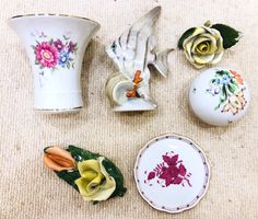 6 porcelaines hongroises handpainted_ HEREND-Hollohaza etc