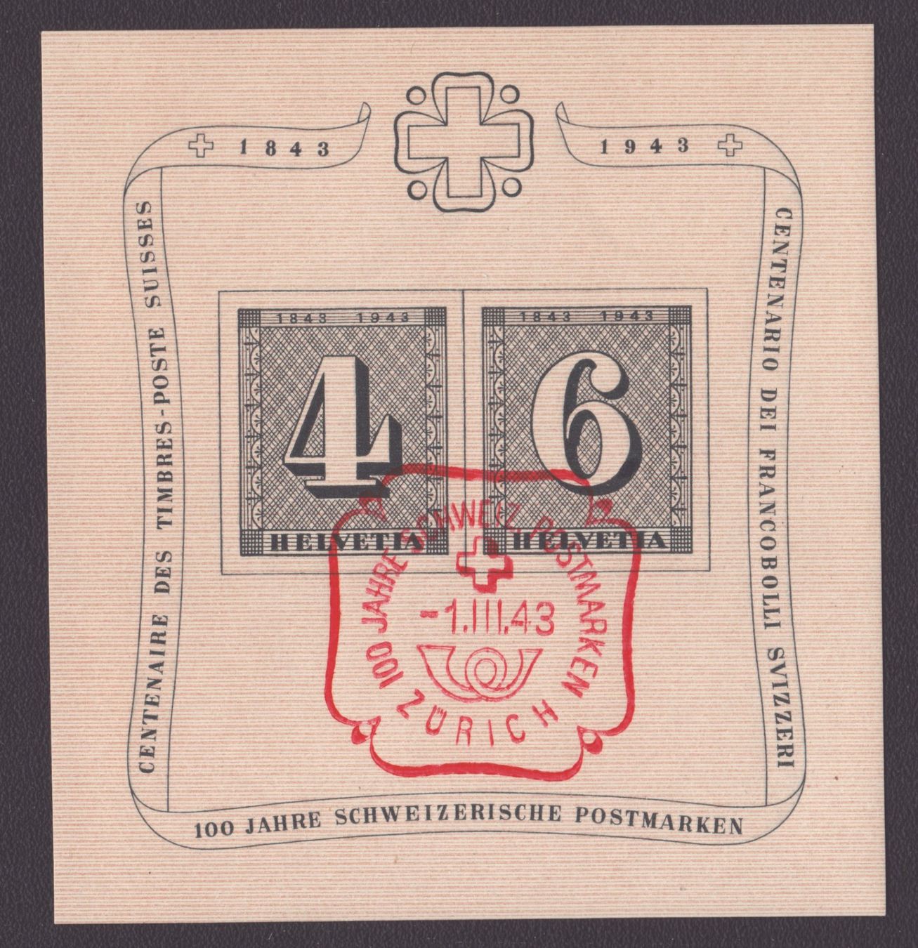 Alle Briefmarken: W14 1943 Bloc obl 1.III.43 – Gebraucht aus Delémont von Silte