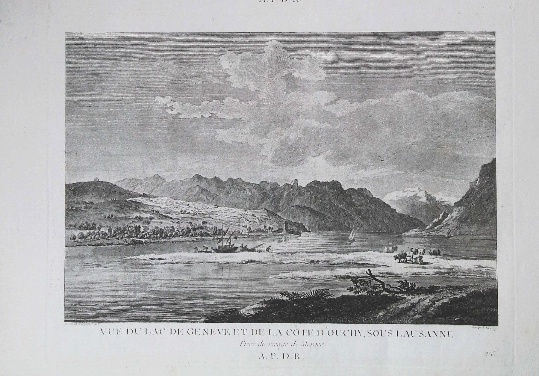 Incisioni: Genfersee, Ouchy Originalkupferstich 1780 – Usato da Rafz venduto da Helvet32 1