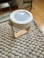 Portable Akku Leuchte weiss mit holz