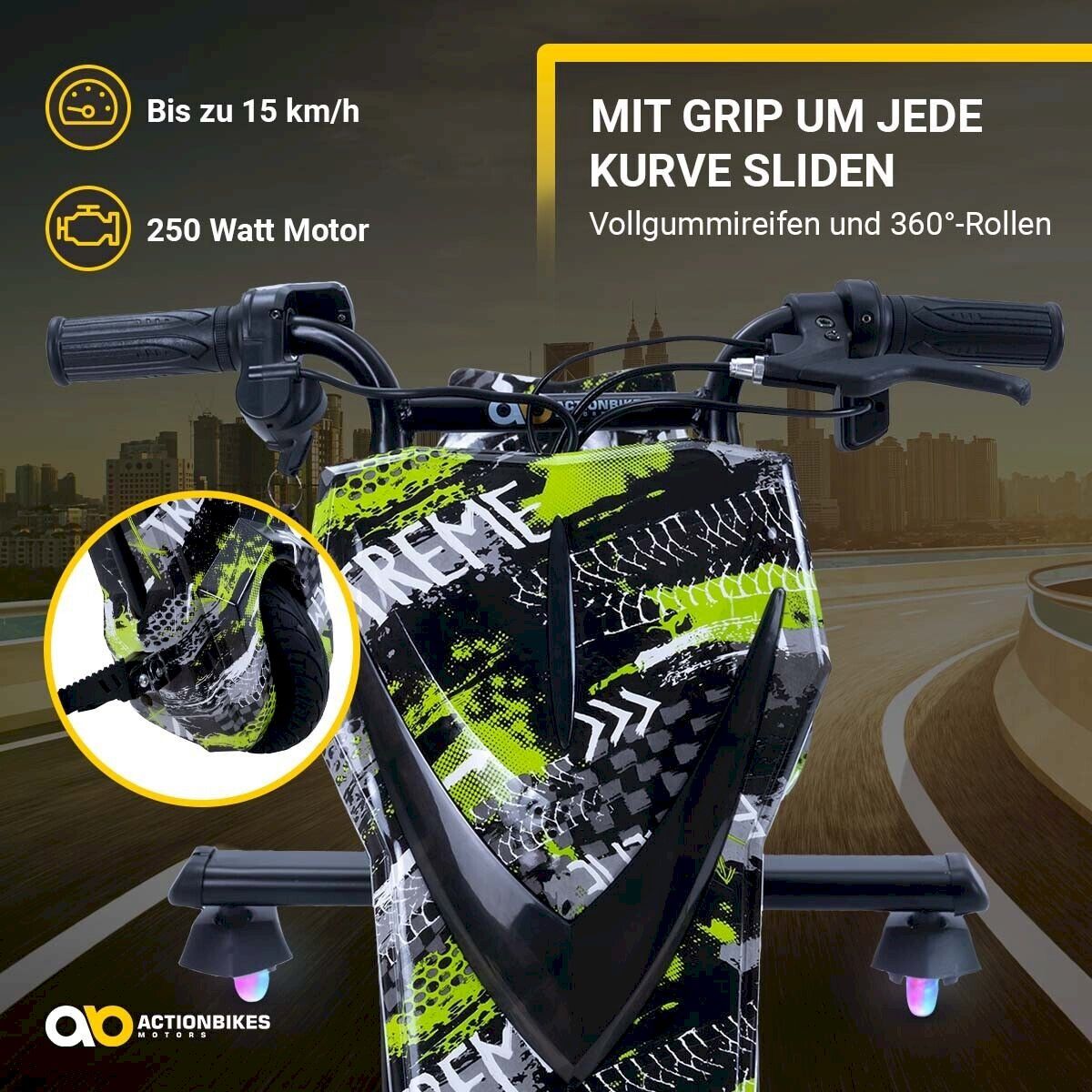 Fahrzeuge für Kinder: Elektro-Drift-Trike Grün Polo – Neu und originalverpackt aus Bottighofen von zaap 5
