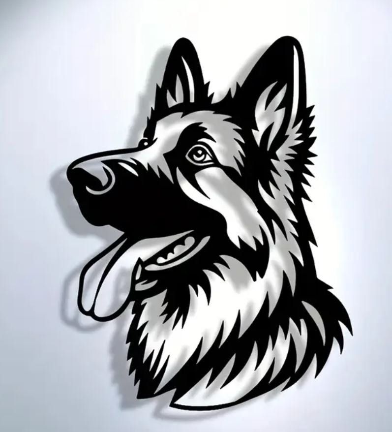 Foto & Immagini: Metall Wandkunst Schäferhund Kopf – Nuovo e nell'imballaggio originale da Langenbruck venduto da Gumsi