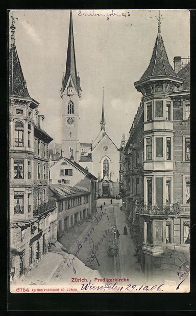 Cartoline postali: Zürich, Strassenpartie an der Predigerk – Usato da Berlin venduto da bartko-reher