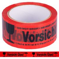 36 Rollen Vorsicht Glas Klebeband 66m signalrot bedruckt Pac