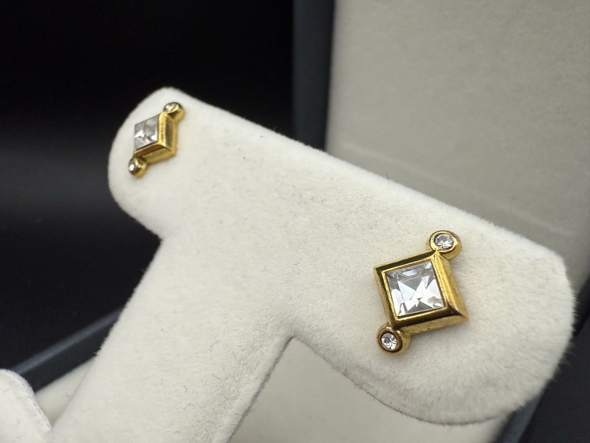 Orecchini pendenti & Orecchini a lobo: Vintage Goldfarbene Ohrringe mit Strasssteinen – Usato da Lamone venduto da LaCantinaMagica 2
