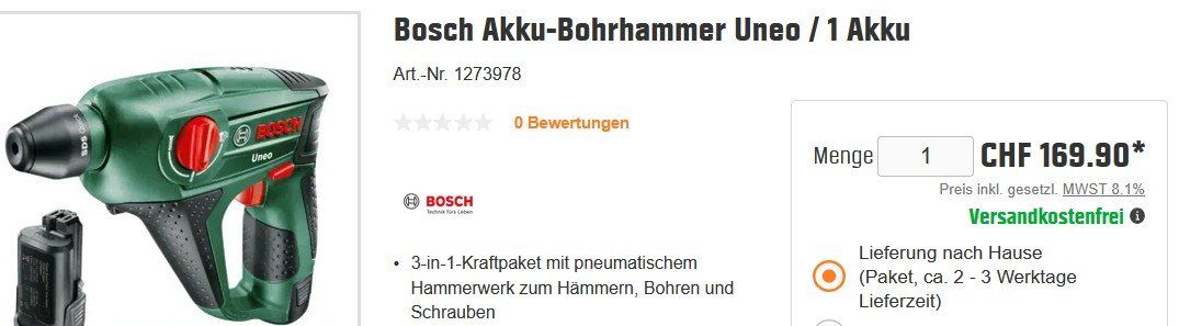 Bosch Trapani: Bosch Uneo Akku-Bohrschrauber / Perceuse – Usato da Collonges venduto da arashee 3