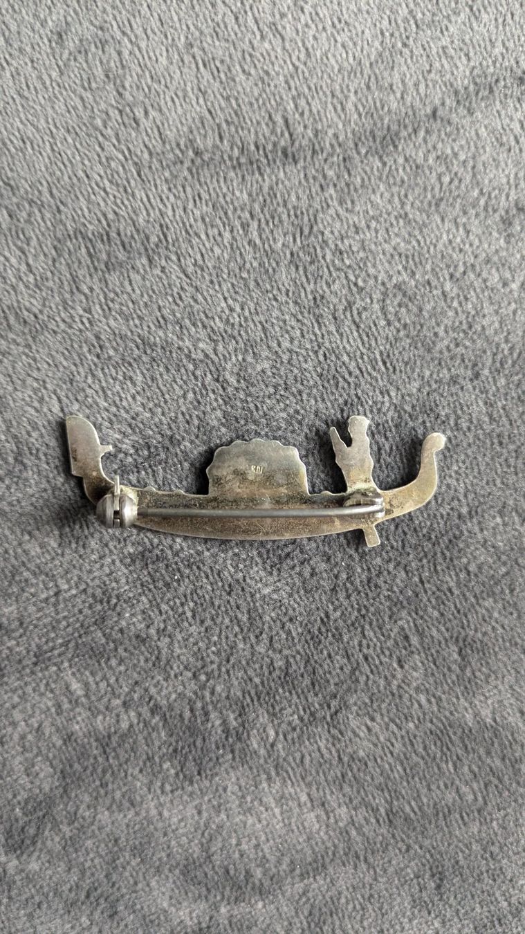 Spille & Fermagli: Brosche Gondoliere Gondel aus Silber – Usato da Basel venduto da Shikari 1