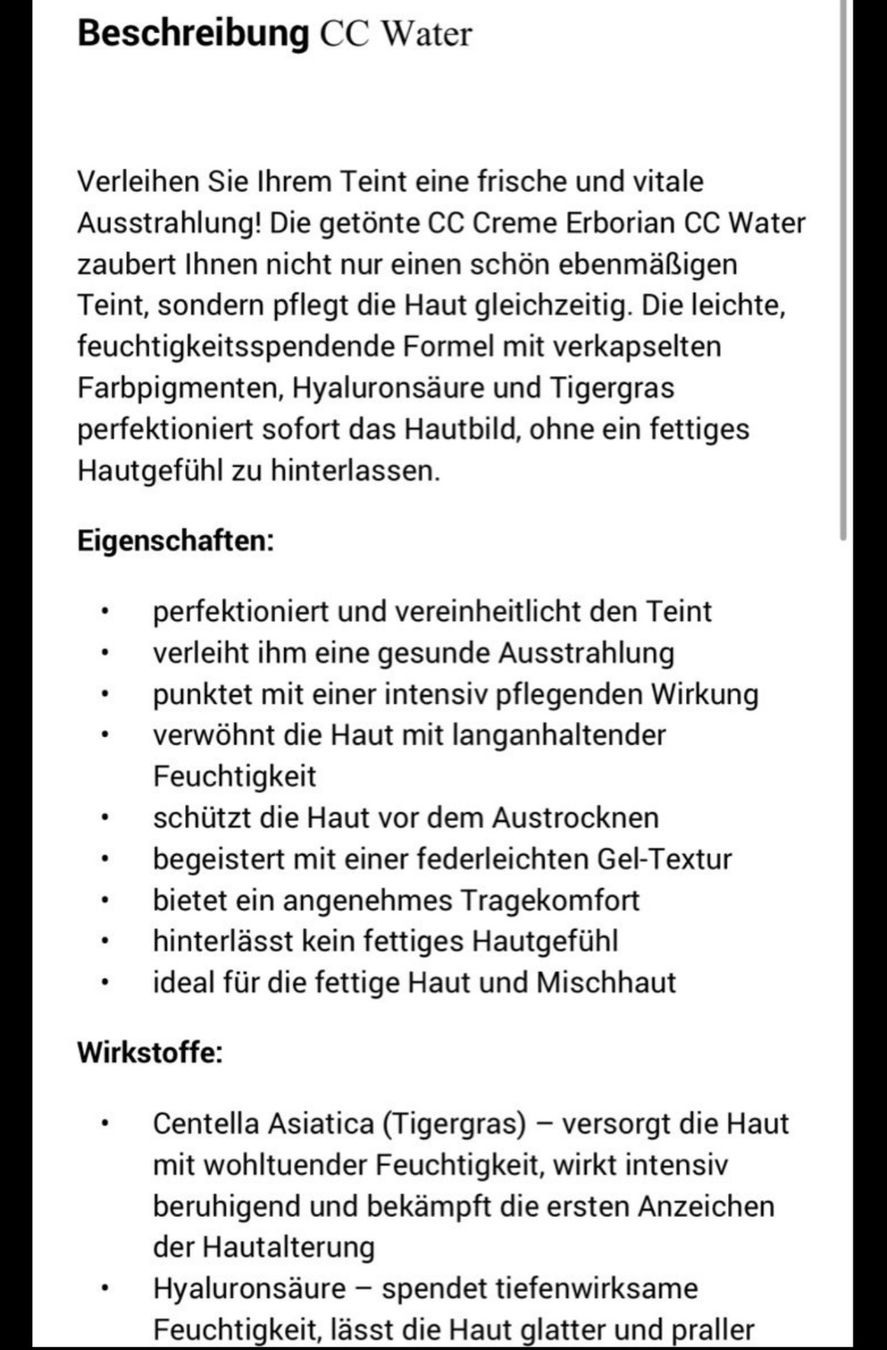 Make-up: erborian cc water clair (1 mal probiert) – Usato da Meilen venduto da svs_w6lr 2