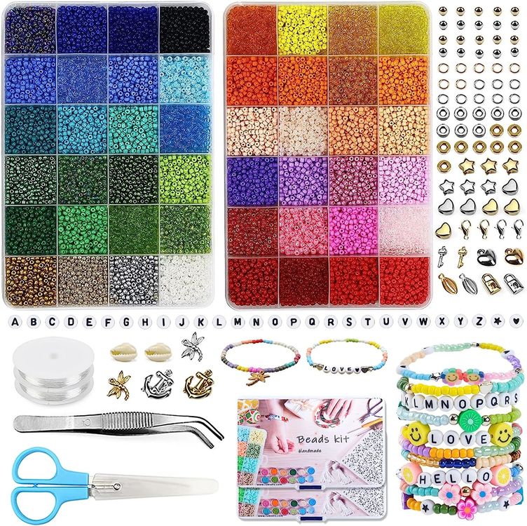 Stiesy Glasperlen-Set – Ca. 3900 Stück In 12 Farben Für DIY-Schmuck Wie Armbänder, Ohrringe & Mehr